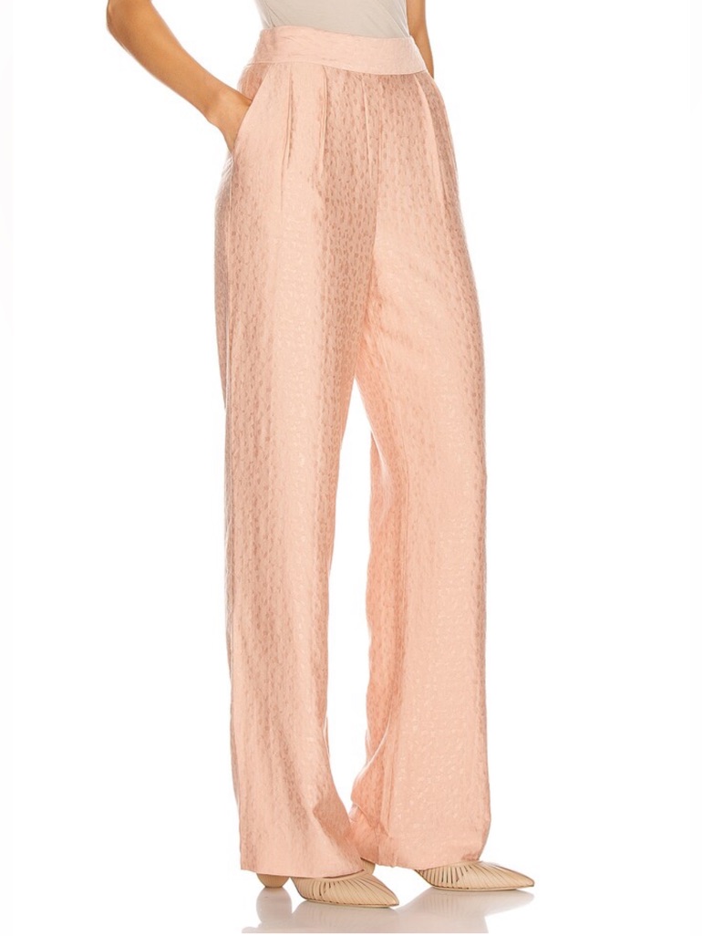 Nwt Equipment Femme Gemene Silk Blend Jacquard Trousers Rose Cloud Wide Leg